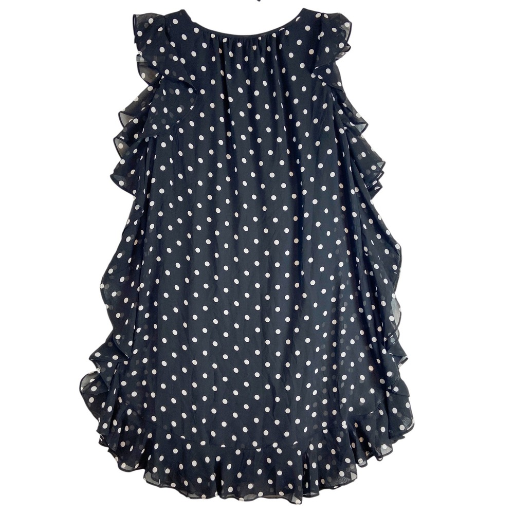 Shelby & Palmer Black White Polka Dot Ruffle Sleeveless Shift Dress Size 8 - Picture 4 of 8